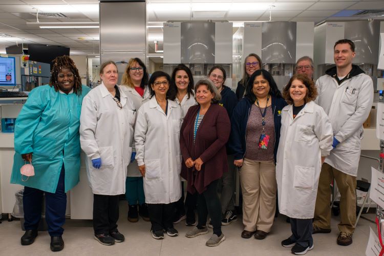 Ellen with her Microbiology colleagues in 2024.